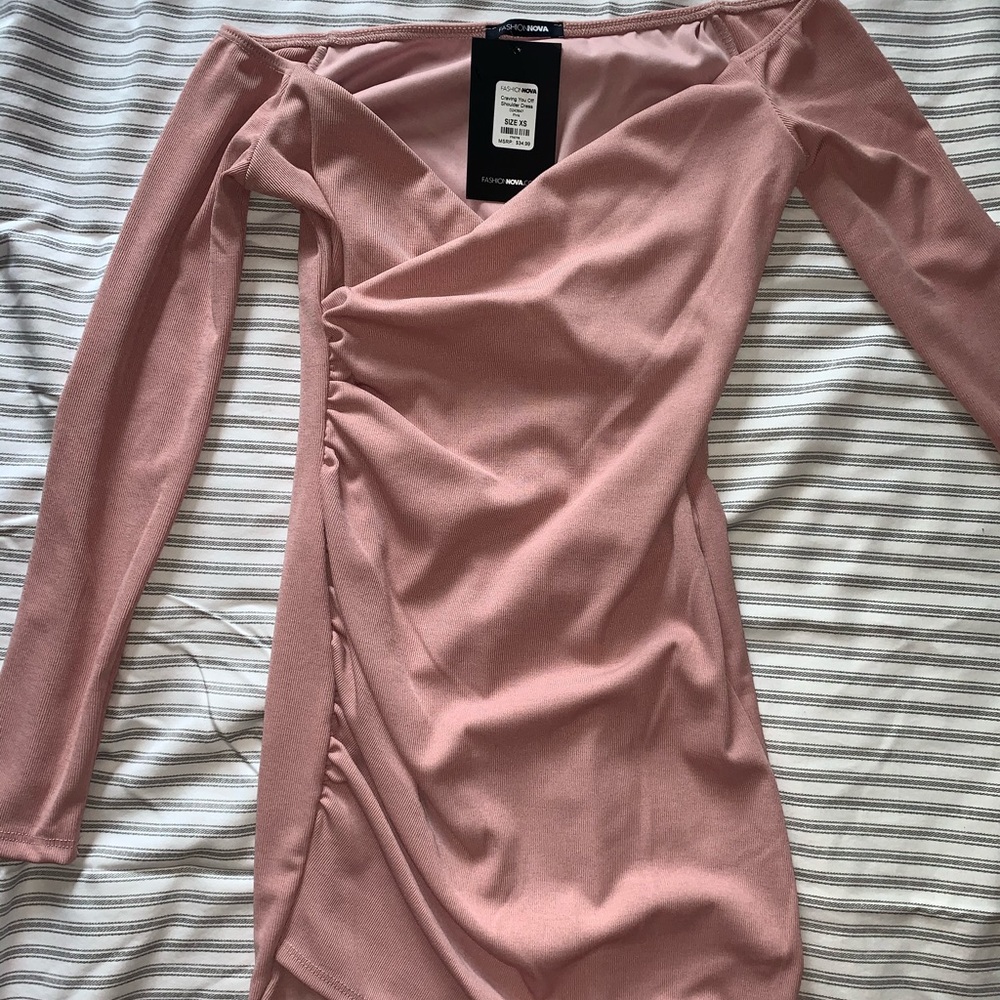 Tight pink mini dress
